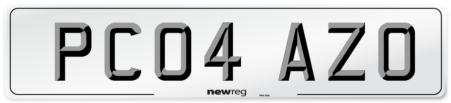 PC04 AZO Number Plate from New Reg